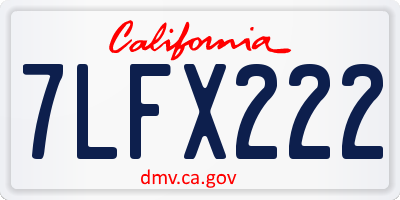 CA license plate 7LFX222