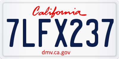 CA license plate 7LFX237