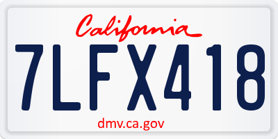 CA license plate 7LFX418