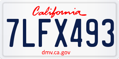 CA license plate 7LFX493