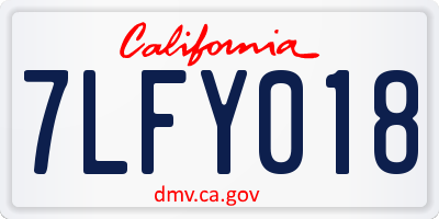 CA license plate 7LFY018