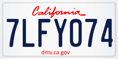 CA license plate 7LFY074