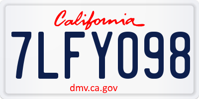 CA license plate 7LFY098