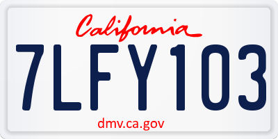 CA license plate 7LFY103