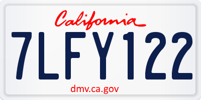 CA license plate 7LFY122