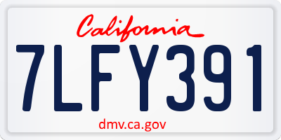 CA license plate 7LFY391
