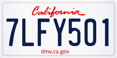 CA license plate 7LFY501