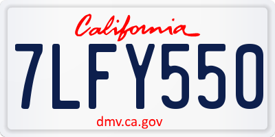 CA license plate 7LFY550
