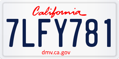 CA license plate 7LFY781