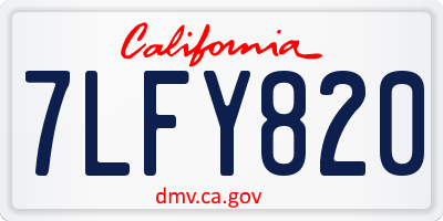 CA license plate 7LFY820