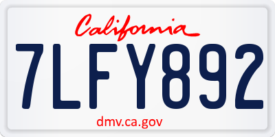 CA license plate 7LFY892