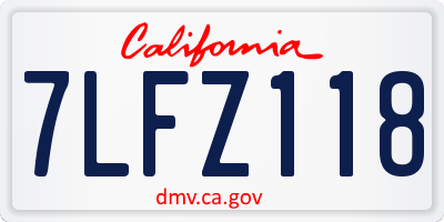 CA license plate 7LFZ118