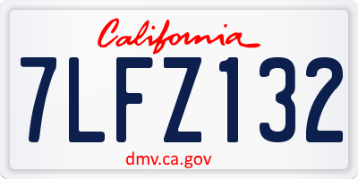 CA license plate 7LFZ132