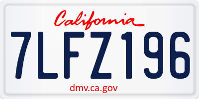 CA license plate 7LFZ196