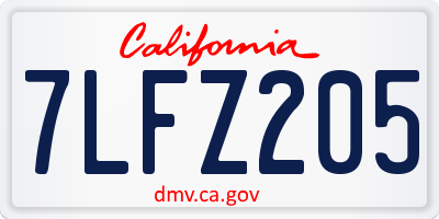 CA license plate 7LFZ205