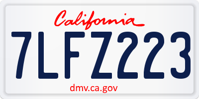 CA license plate 7LFZ223