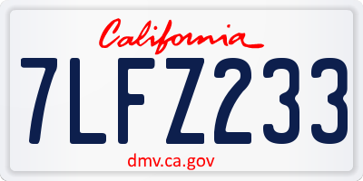 CA license plate 7LFZ233