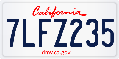 CA license plate 7LFZ235