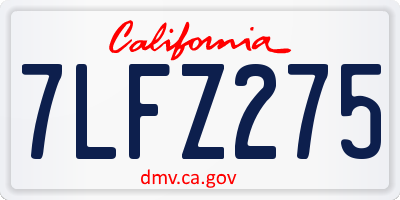 CA license plate 7LFZ275