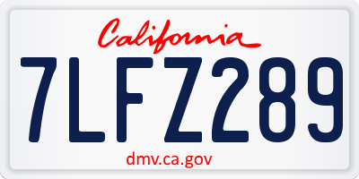 CA license plate 7LFZ289