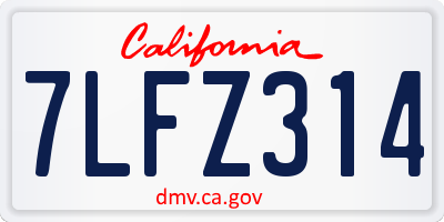 CA license plate 7LFZ314