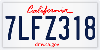 CA license plate 7LFZ318