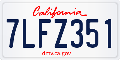 CA license plate 7LFZ351