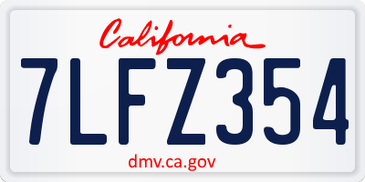 CA license plate 7LFZ354
