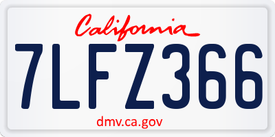 CA license plate 7LFZ366