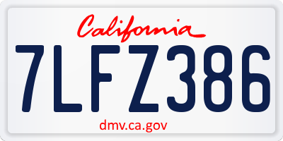 CA license plate 7LFZ386