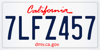 CA license plate 7LFZ457