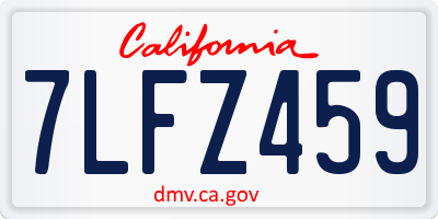 CA license plate 7LFZ459