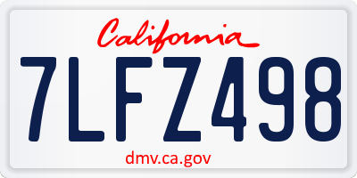 CA license plate 7LFZ498