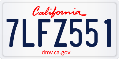 CA license plate 7LFZ551