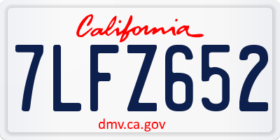 CA license plate 7LFZ652