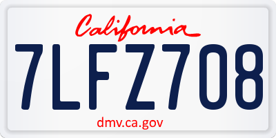 CA license plate 7LFZ708