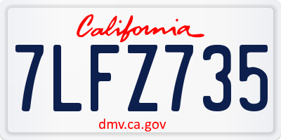 CA license plate 7LFZ735