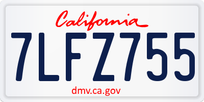 CA license plate 7LFZ755