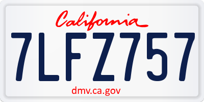 CA license plate 7LFZ757