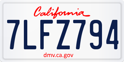CA license plate 7LFZ794