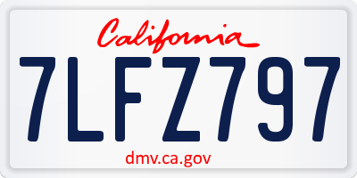 CA license plate 7LFZ797