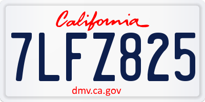 CA license plate 7LFZ825