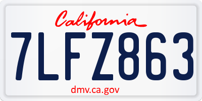 CA license plate 7LFZ863