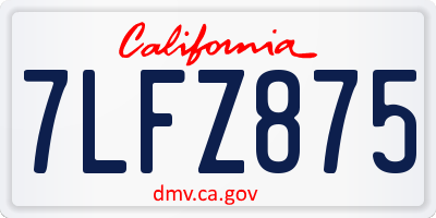 CA license plate 7LFZ875