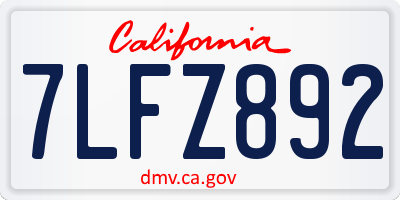CA license plate 7LFZ892