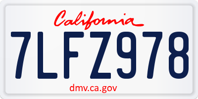 CA license plate 7LFZ978