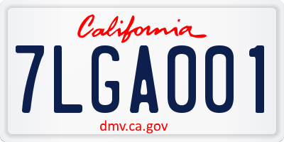 CA license plate 7LGA001