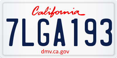 CA license plate 7LGA193