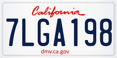 CA license plate 7LGA198