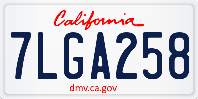 CA license plate 7LGA258